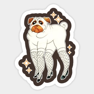 Pug With Lady Legs Sticker